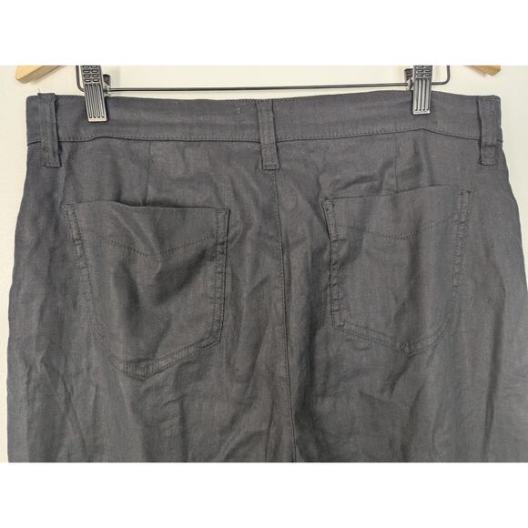 NWT Evereve Beth High Rise Linen Blend Wide Leg Pant in Bold Black - Picture 7 of 8